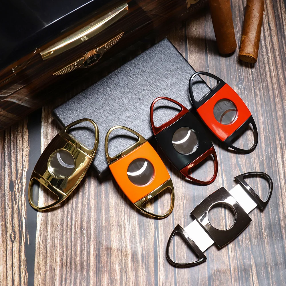 

Резак для сигар из нержавеющей стали с двойными лезвиями, карманные аксессуары для сигар, гаджеты, двойная строчка