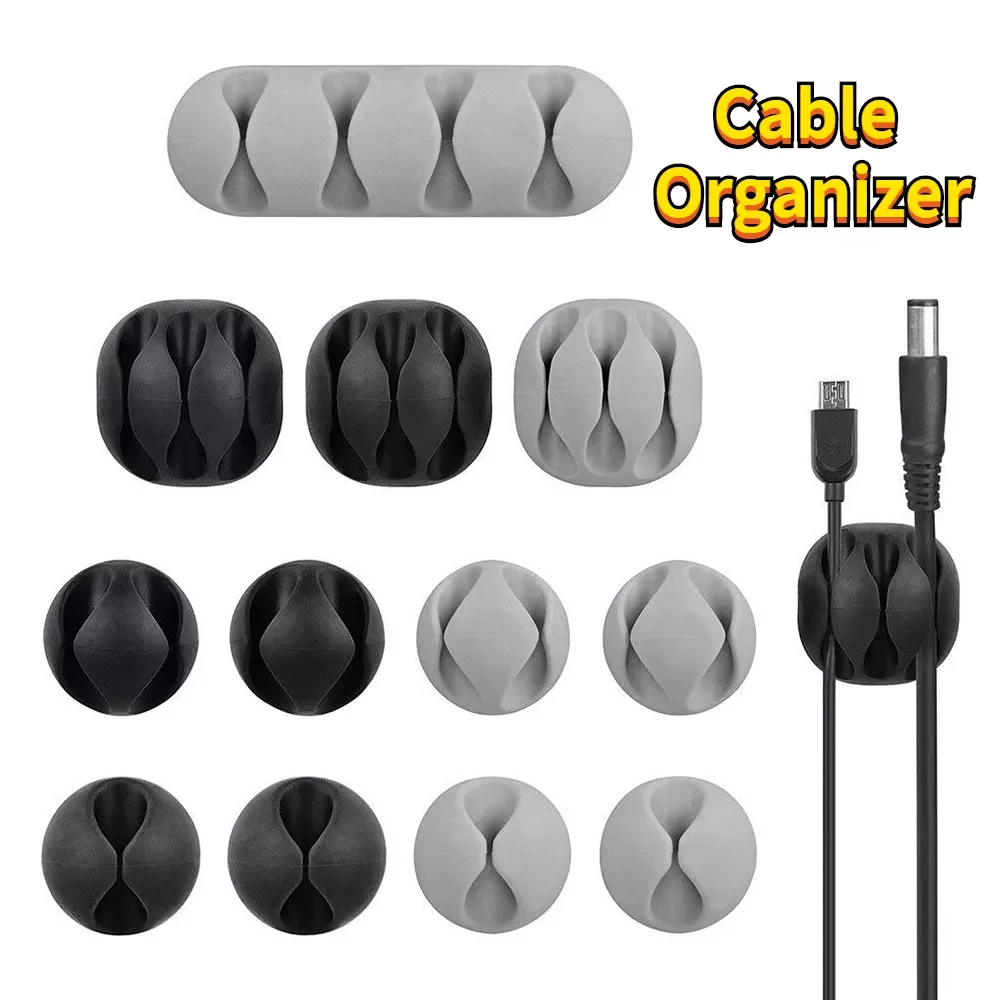 

NEW2023 Silicone Mobile Organizer USB Cables Conector Aux Cord Holder Black White Multi Hole Wire Protector for Mouse Wires