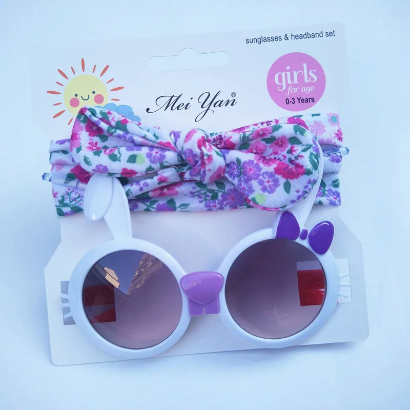 

Children's Hair Band Sunglasses Set Kitty Cartoon Sunglasses Children's Outdoor UV-Proof Sunglasses