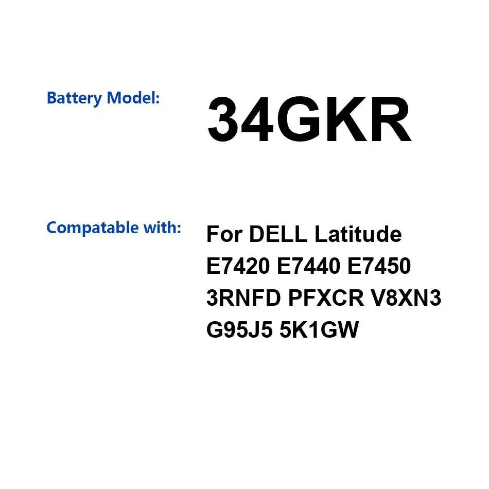 Фото Аккумулятор для ноутбука 6280 мАч 34GKR для Dell Latitude E7420 E7440 E7450 3RNFD Pfxcr V8XN3 G95J5 5K1GW, высокая совместимость №4