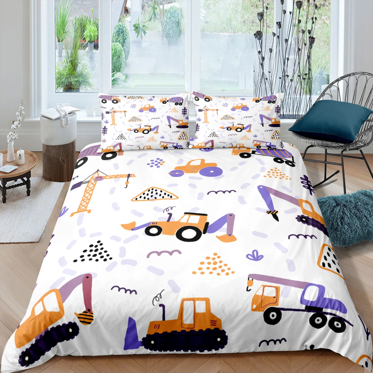 

Home Living Luxury 3D Tractor Bedding Set Excavator Duvet Cover Pillowcase Queen and King EU/US/AU/UK Size Comforter Bedding