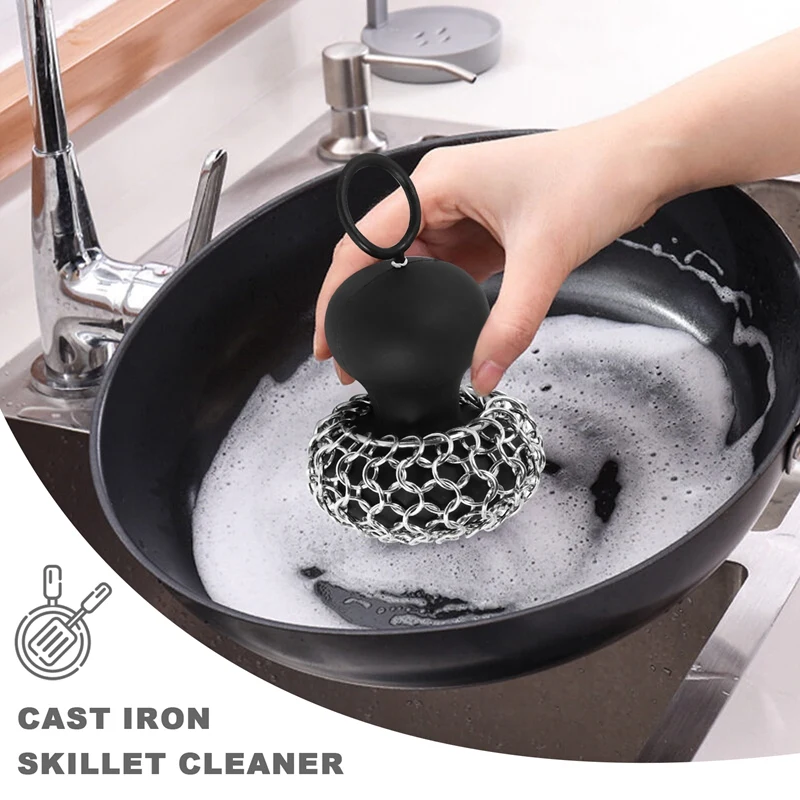 Скруббер для чугунной цепной почты очиститель сковороды очистителя цепь очистки