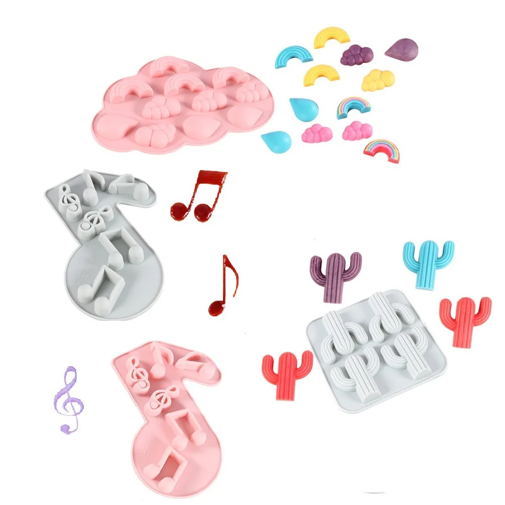 

Baked DIY lollipop chocolate silicone resin mold Rainbow note candy mold Cactus jelly silicone mold