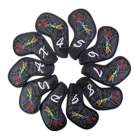 golf iron cover club head protective cover spider web embroidery head cover golf cap cover waterproof 10 pcsgroup