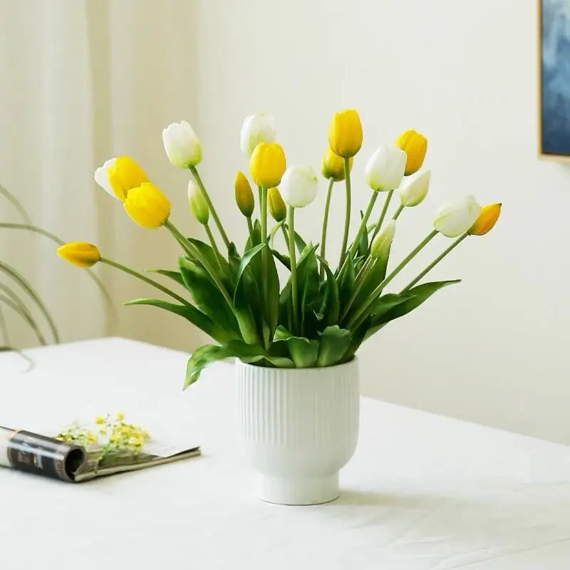 

20PCS Flowers Silicone Yellow Tulip Bouquet Real Touch High Quality Calla Home Easter Gift Artificial Flower Wedding- INDIGO