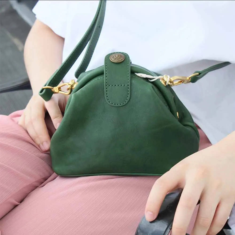 

MS Retro Women Crossbody Shoulder Bag Luxury Italy Cowhide Vegetable Tanning Genuine Leather Doctor Purses Clutches 2022 New