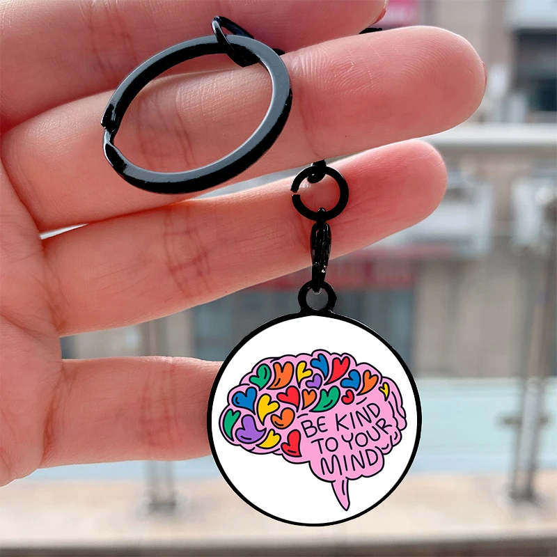 

Fashion Be kind to your mind Autism Cool Key Tag Motorcycles Cars Backpack Chaveiro Keychain For Friends Key Ring Gifts