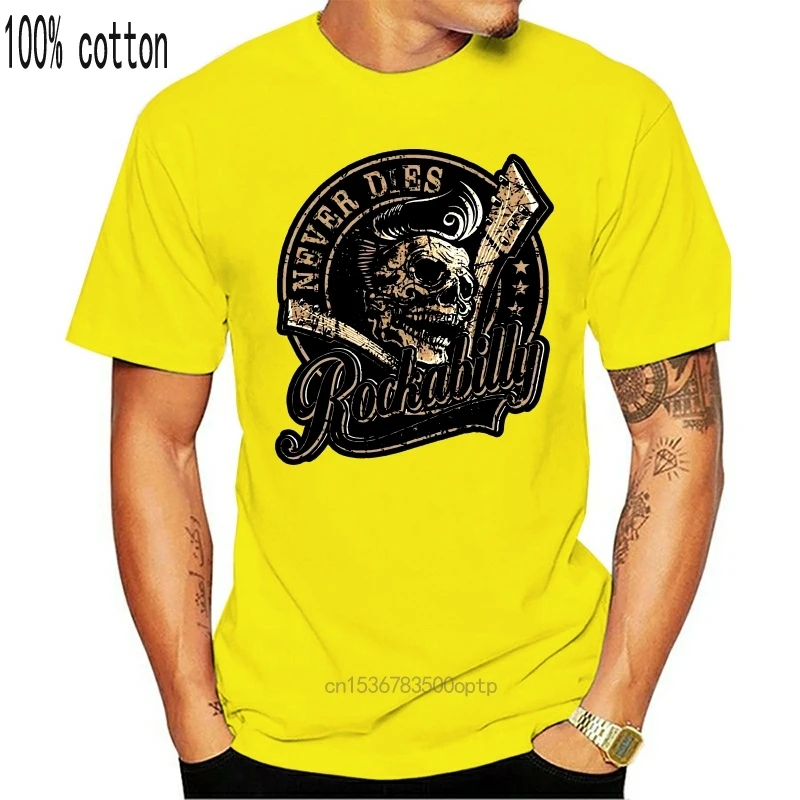 

2020 Newest Men Funny Shirt Gift For Rockabillys Skull Guitar Print For T Shirt