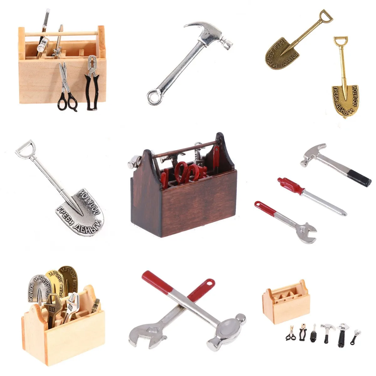 

1Set Repair Tool 1:12 Dollhouse Miniature Toolbox Metal Wrench Spade Wrench Screwdriver Model Toy Sets