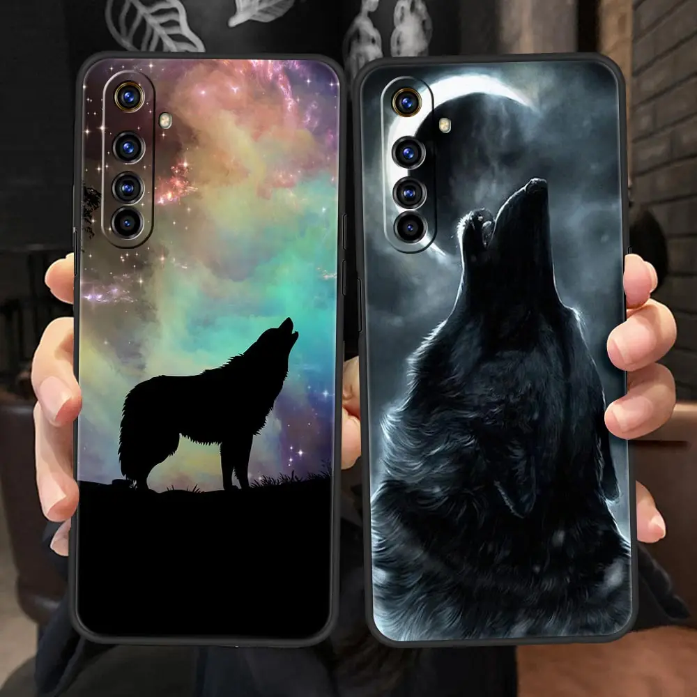 Фото Soft TPU Case For Realme C67 C63 C55 C53 C25 C21 10 11 12 13 GT 2 3 5 Pro Plus 5G Shockproof Phone Cover Moon Roaring Wolf Capas №2
