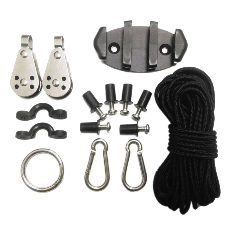 

Upgraded Nylon Back Yacht Anchor Rope Fixing Seat- Pulley Block Speedboat Nylon Rope Buckle Set Quick Fixing Durable