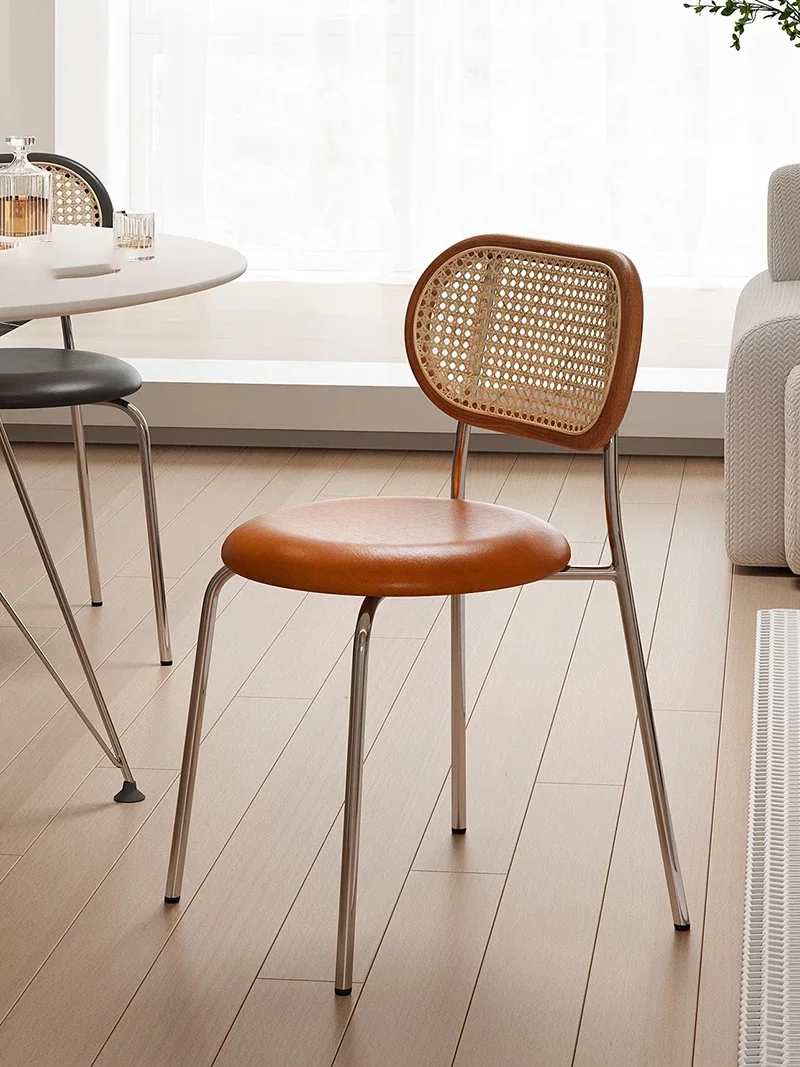 Современный минималистичный дизайнерский обеденный стул ретро из ротанга