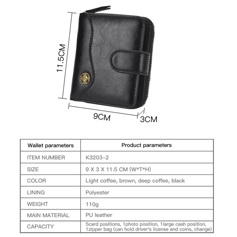 Винтажный кожаный мужской кошелек 2020 многофункциональный Короткий Мужской на