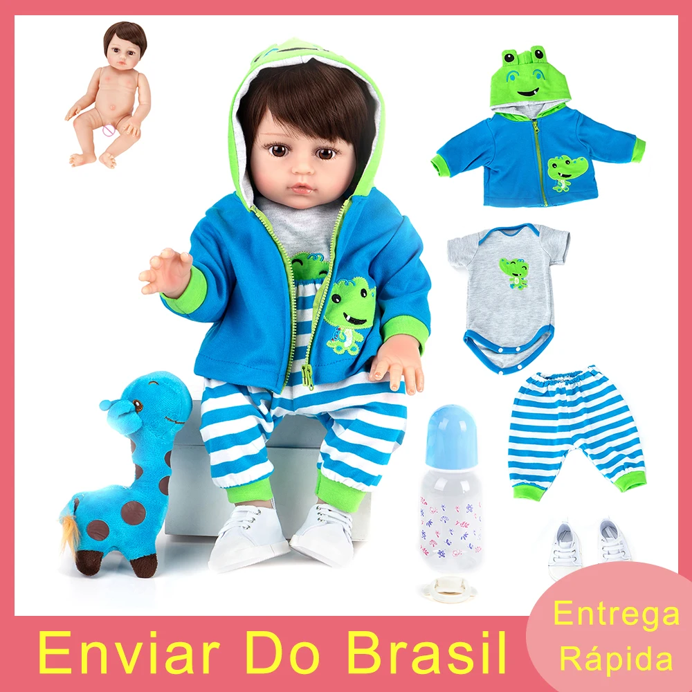 

Baby Reborn Boy Doll Brown Eyes 100% Silicone Christmas Gift Come With Box