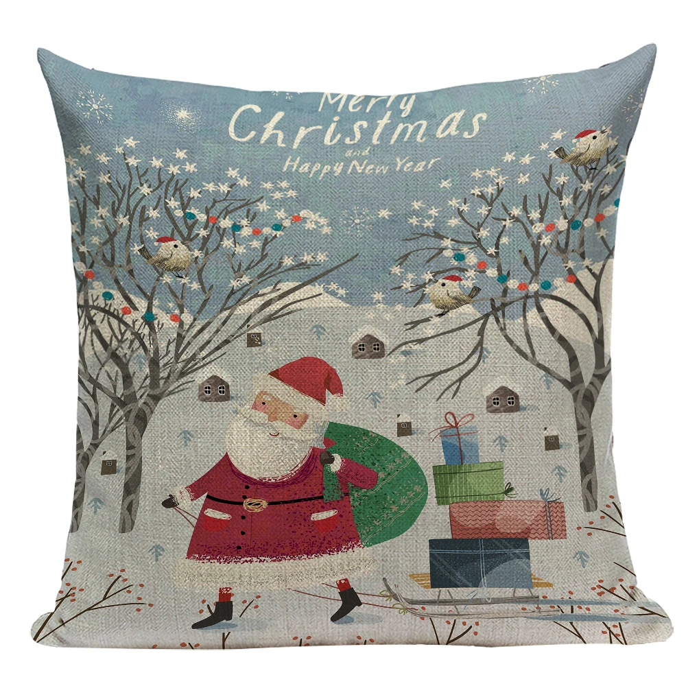 

Cartoon Cushion Covers Pillowcases Throw Pillows Creative 45x45 Home Decor Santa Claus Christmas Upholstery Textile Modern E2223