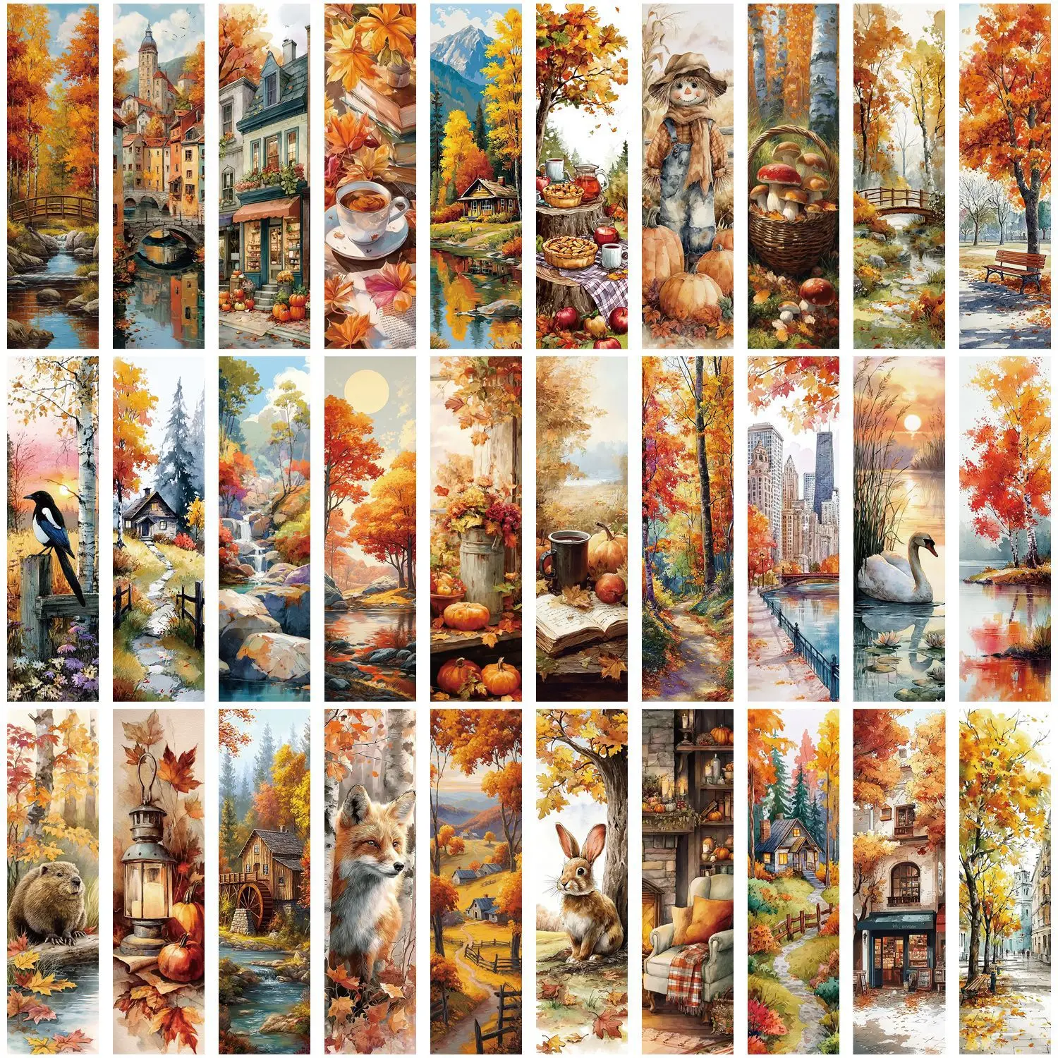 

30 шт., серия осенней картины маслом, минималистичная закладка, художественное творчество, чтение книг, маркировка бумаги, ка...