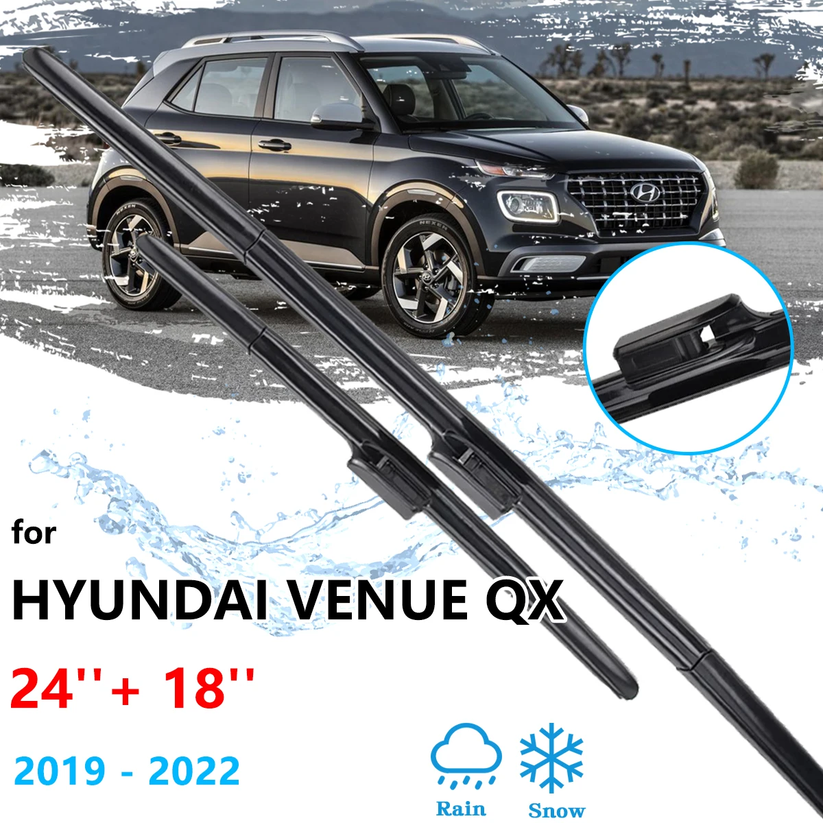 

2x For Hyundai Venue QX 2019 2020 2021 2022 Wiper Blades Brushes Window Windshield Windscreen Cleaning Car Replacement Accessory