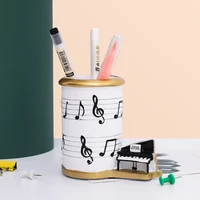 nordic light luxury resin crafts musical note line piano pen holder makeup tube brush creative student gift decoration