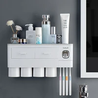 wall mounted toothbrush holder with autotoothpaste dispenser punch free bathroom storage for home waterproof bathroom accessorie