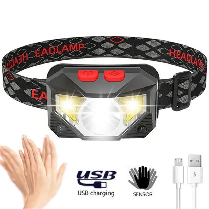 

Modes Handfress Motion Sensor Waterproof Powerful LED Headlight Headlamp Head Lamp COB Flashlight Torch head light
