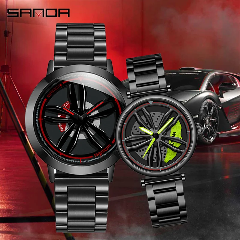 

SANDA 1109 1074 Hot Sell Fashion Luxury Men And Women Watch Unique Rotating Wheel Couple 360 Spinning Dial Quartz Watches Gift