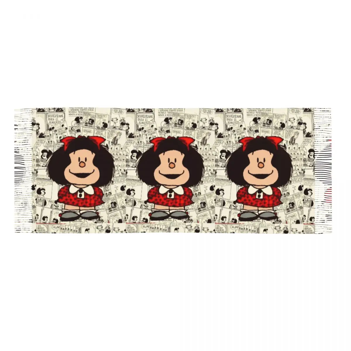 Мультяшный Mafalda шаль накидка для дам зимний большой длинный шарф пашмины шарфы с