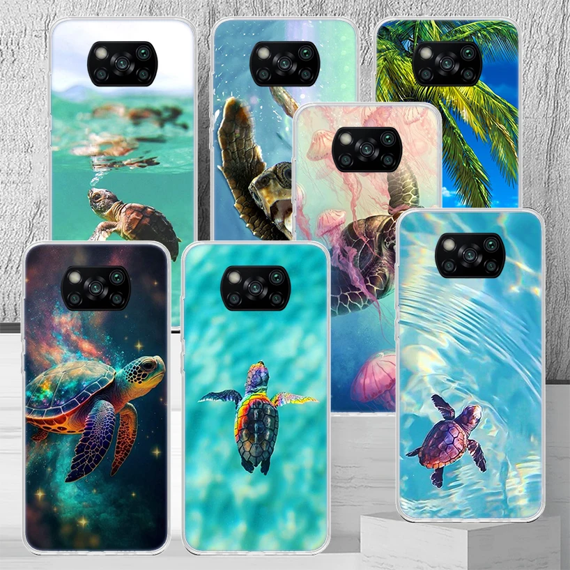 Чехол для телефона Sea Turtle Aqua Xiaomi Poco X6 X5 X4 X3 Nfc F6 F5 Pro F4 Gt F3 M5S M4 M3 M5 Мягкий корпус