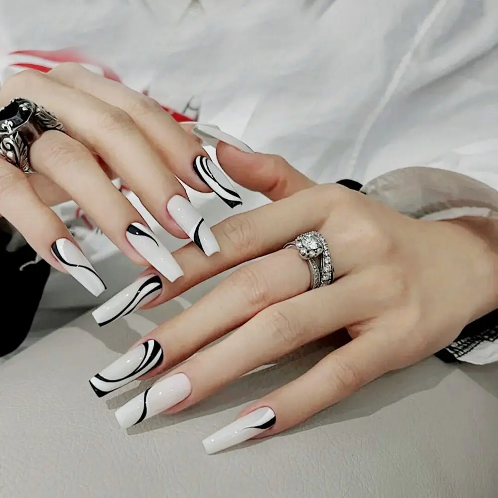 

24pcs/Box Ballerina Full Cover Manicure Tool Artificial Nail Tips Coffin False Nails Wearable Fake Nails