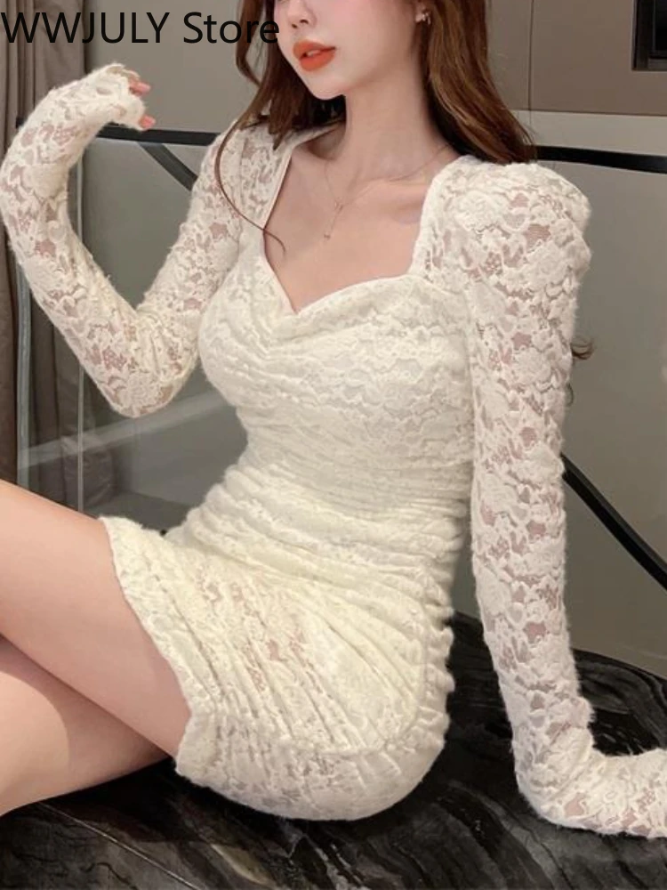 Весеннее кружевное сексуальное короткое вечернее платье 2022 женское элегантное