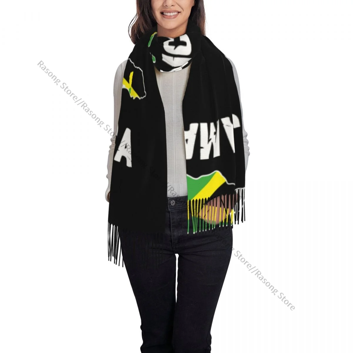 Шарф с кисточками большой зимний женский шарф из пашмины 196*68 см Женский