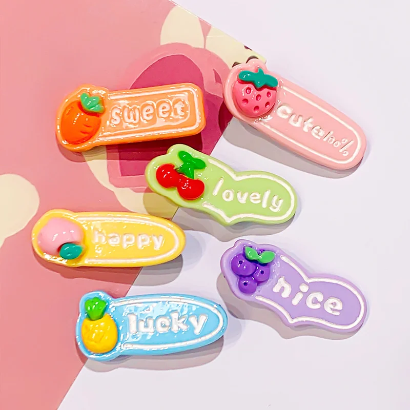 Letter Fruit Grape Cherry Strawberry Simple Hair Clips For Girl Kids Cute Kawaii Sweet Fairy Hairpin Accessories