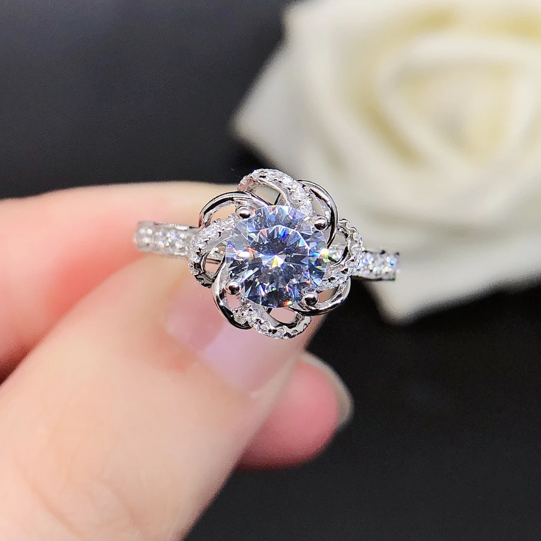 Женское Обручальное кольцо с муассанитом круглым бриллиантом 14 к 6 5 мм