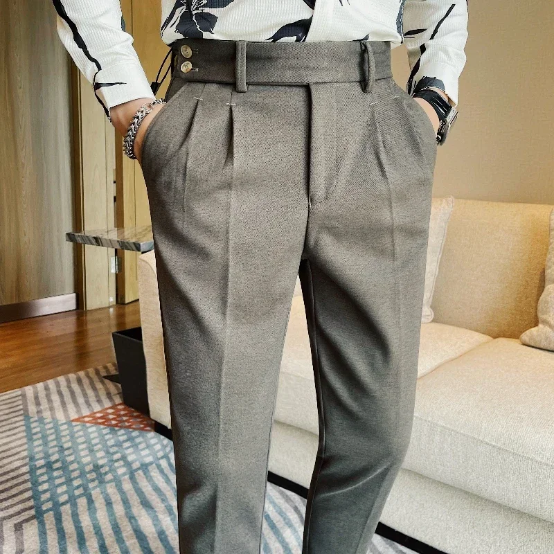 Осень-зима деловые брюки 2024 мужские корейские модные повседневные толстые