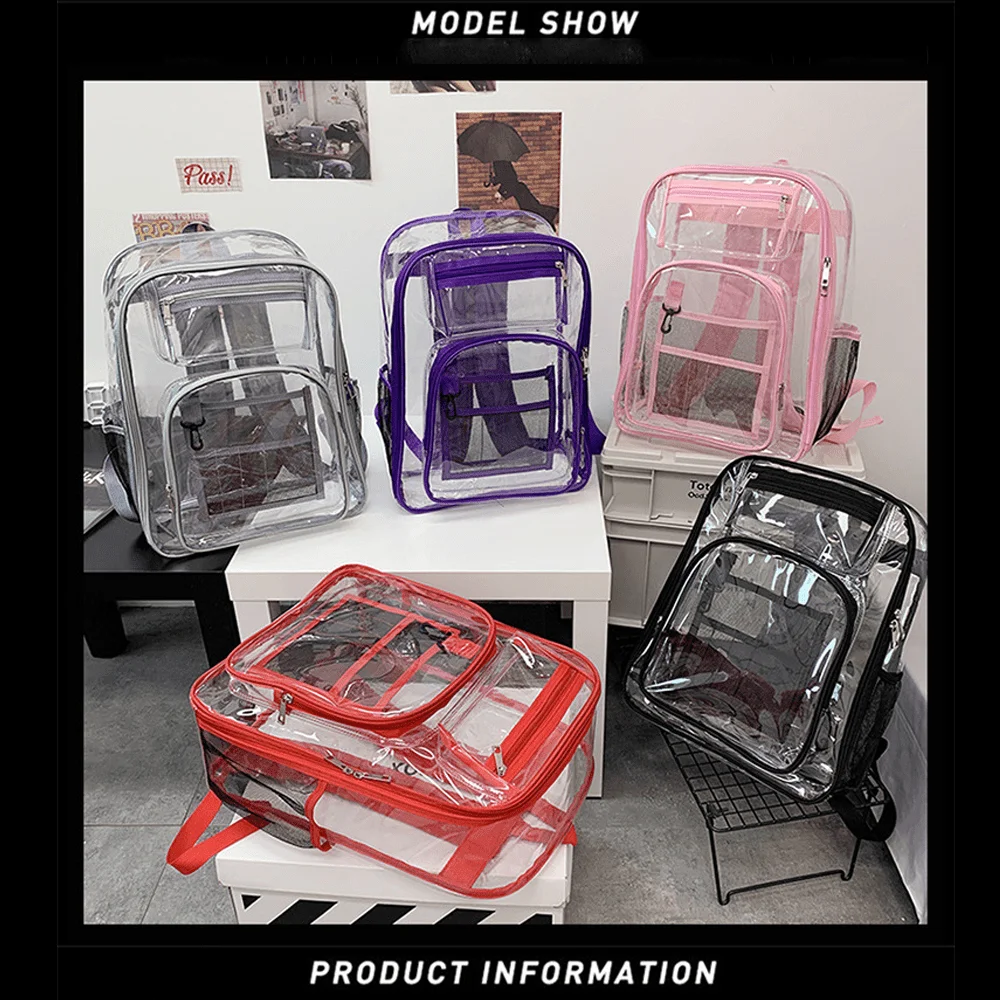 Clear TPU Backpack Transparent Travel Bookbag,Unique Design, Student DIY Doodle Bookbag, for School,Sports,Work,Security Travel,