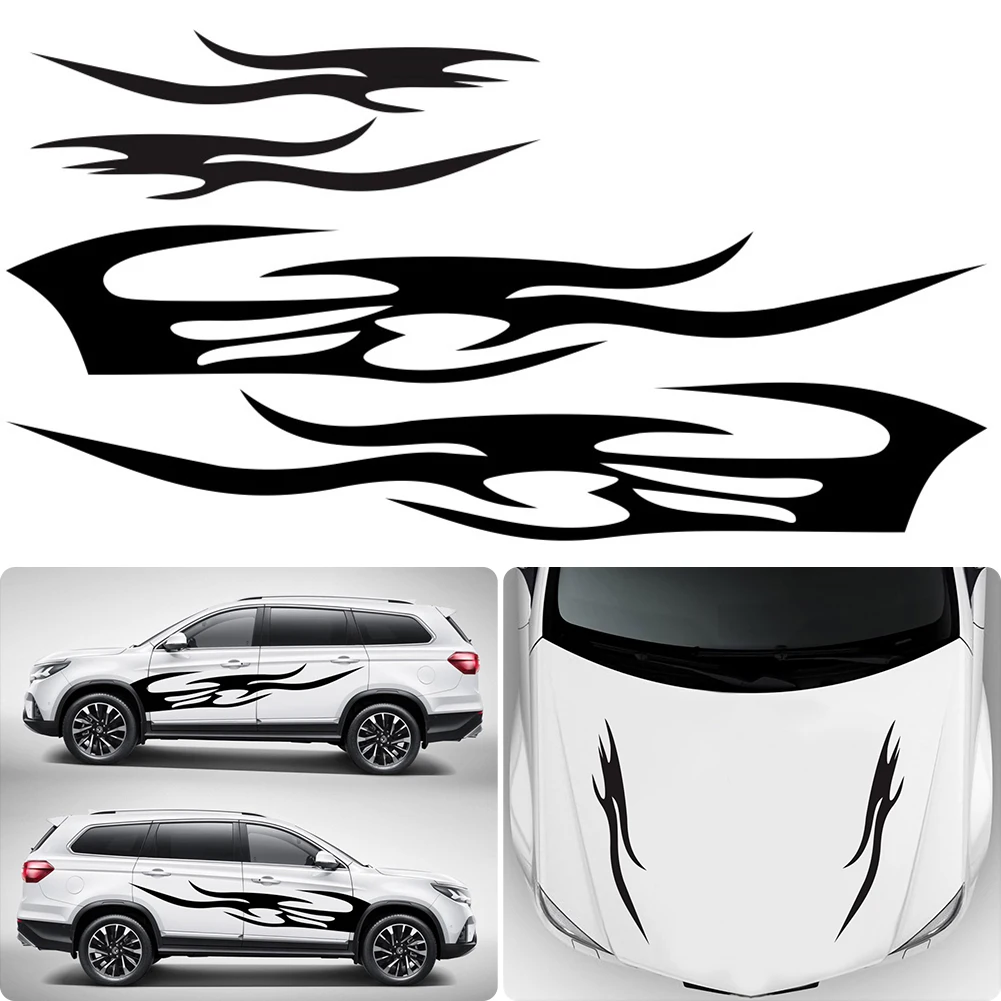 

4Pcs DIY Flame Stickers Car Truck Side Door Truck Bumper Window Lap Top Cut Vinyl Decal Sticker Auto Styling Decals Accessories