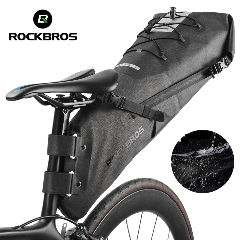 

ROCKBROS Red-dot Bike Bag Waterproof Reflective 10L Large Capacity Saddle Bag Cycling Foldable Tail Rear MTB Trunk Bicycle Bag