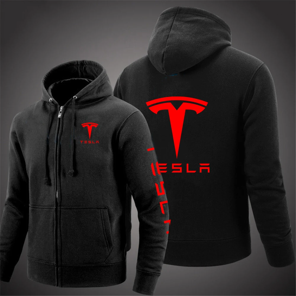 

Tesla Logo 2023 Spring and Autumn Mens Punk Hooded Hoodies Custom New Fleece Sweatshirts Male Hip Hop Sportswear Sweatshirts