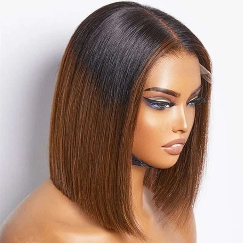 Парик из натуральных волос прямой боб кружевной парик Remy класс 4*4*1 текстура для