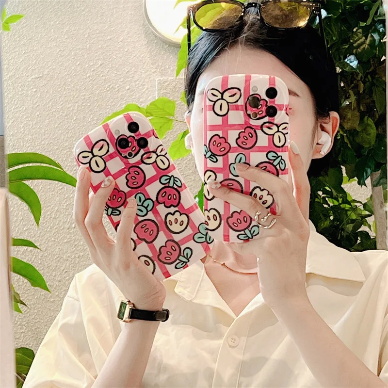 

Full Screen Lattice Flowers Phone Case Cover for IPhone 11 12 13 Pro X XR XS Max Shockproof Case for IPhone 13 Cases
