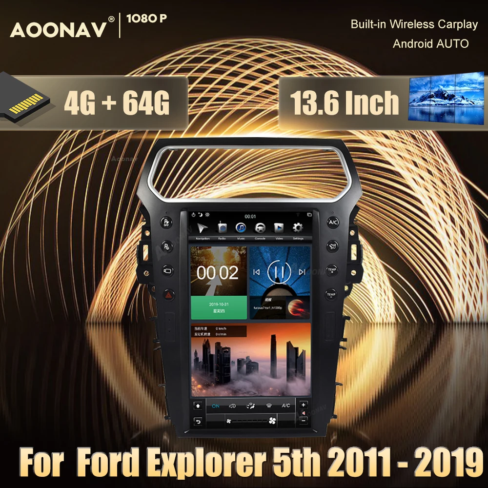

Автомобильная магнитола, мультимедийный проигрыватель на Android, экран 13,6 дюйма, для Ford Explorer 5th 2011-2019