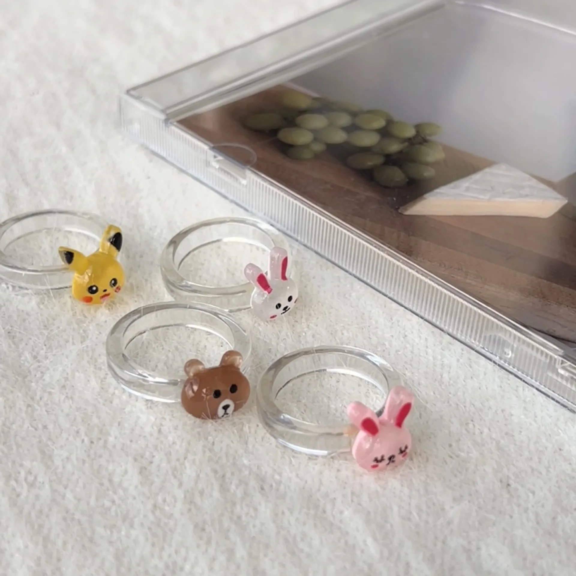 

Anime Pokemon Peripheral Pikachu Ring Cute Cartoon Resin Ring