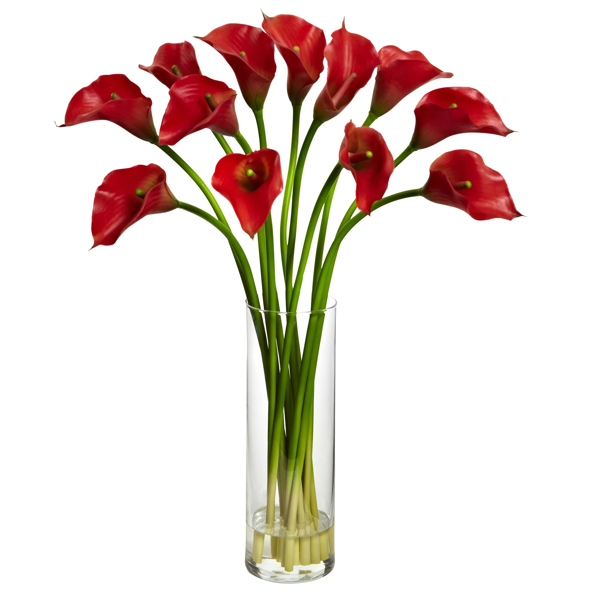 Free shipping Mini Calla Lily Artificial Flower Arrangement with Vase Red