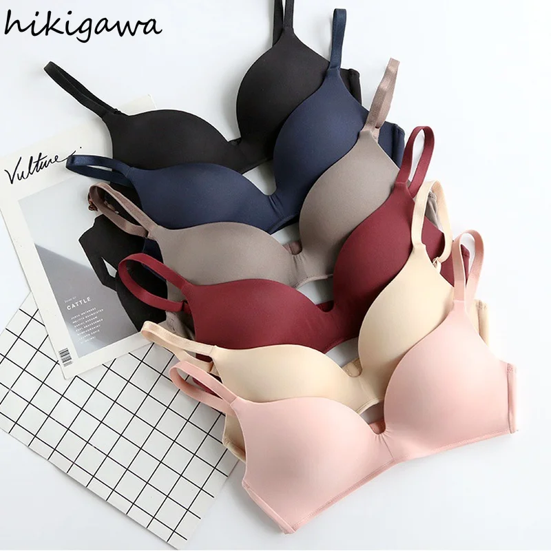 

Hikigawa Women Lingerie Japanese Linght Thin Push Up Bra Sexy Seamless Wireless Three Quarters(3/4 Cup) Smooth Bralette