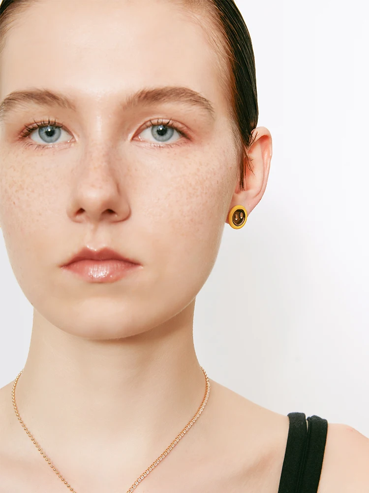 [Same Sle as Xu Lu] Smiley Face Enamel Color Stud Earrings Women Dopamine Cute Fashion Sweet Cool Birthday Gift