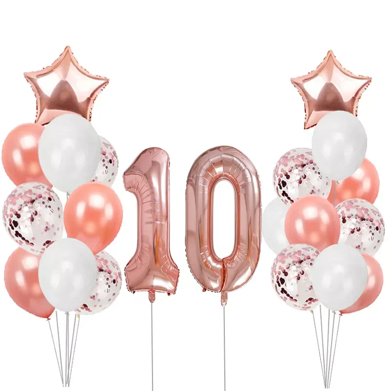 

Year Old Balloons Birthday Decorations kids Happy Birthday Party Supplies Baby Boy Girl Rose Gold Number Foil Latex