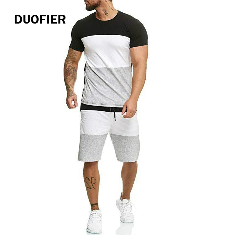 

tracksuit for men summer shorts set short sleeve shirt and shorts casual clothing men sports wear gym clothes Men Sweat Suits