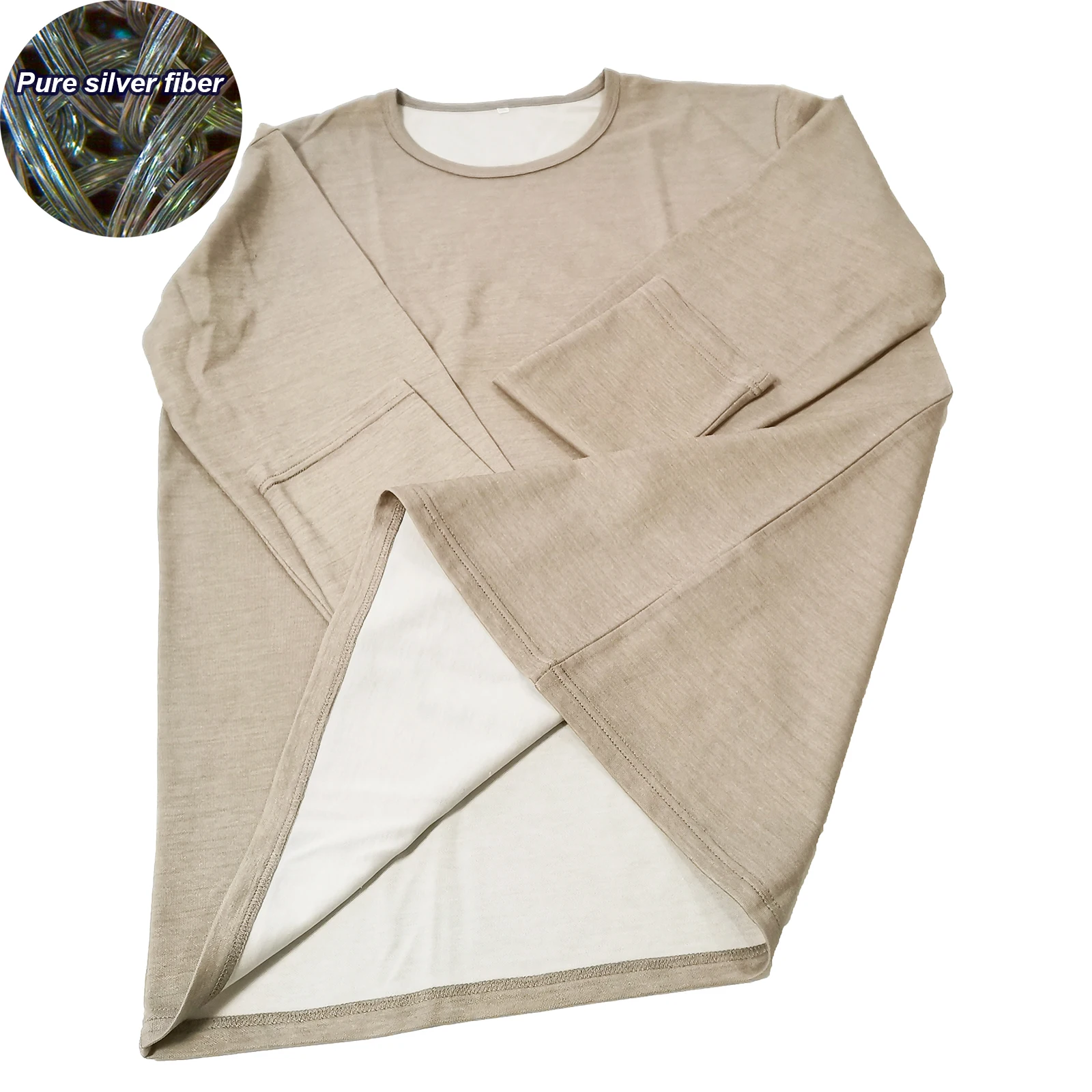 

Military Silver Fiber Stretchy Shirt EMF Blocking Faraday Fabric Underwear Anti-radiation Antibacterial Long Johns