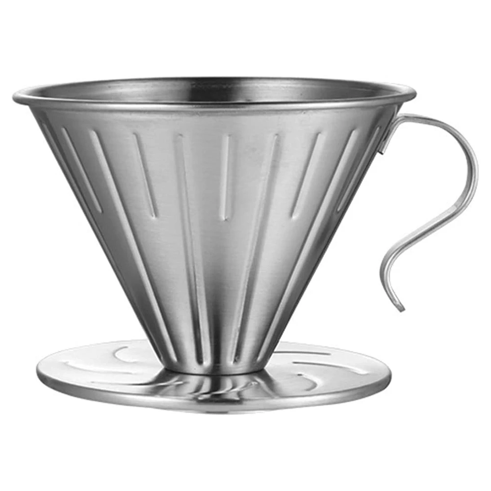 

Pour Over Coffee Dripper Stainless Steel Metal Reusable Cone Coffee Filter Slow Brewing Accessories for Home Cafe (L)