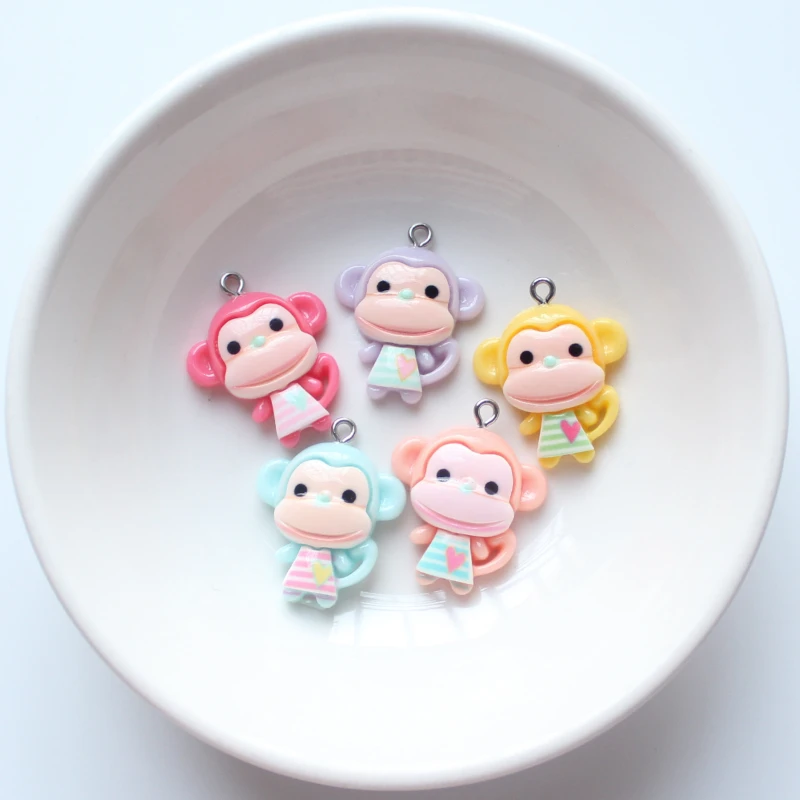 10 шт. 23*25 мм мультяшная обезьяна резиновые животные с плоской спинкой Скрапбукинг