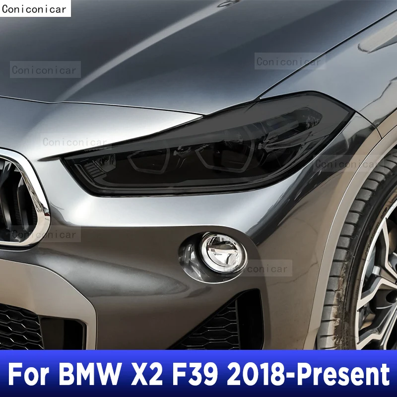

2 Pcs M Performance Car Headlight Protective Film Front Light Transparent Smoked Black TPU Sticker For BMW X2 F39 2018-Present